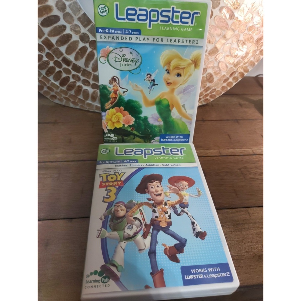 Leapster Leap Frog Cartridge Game Pre k-1 Grade Disney Faires Toy Story 3 Bundle